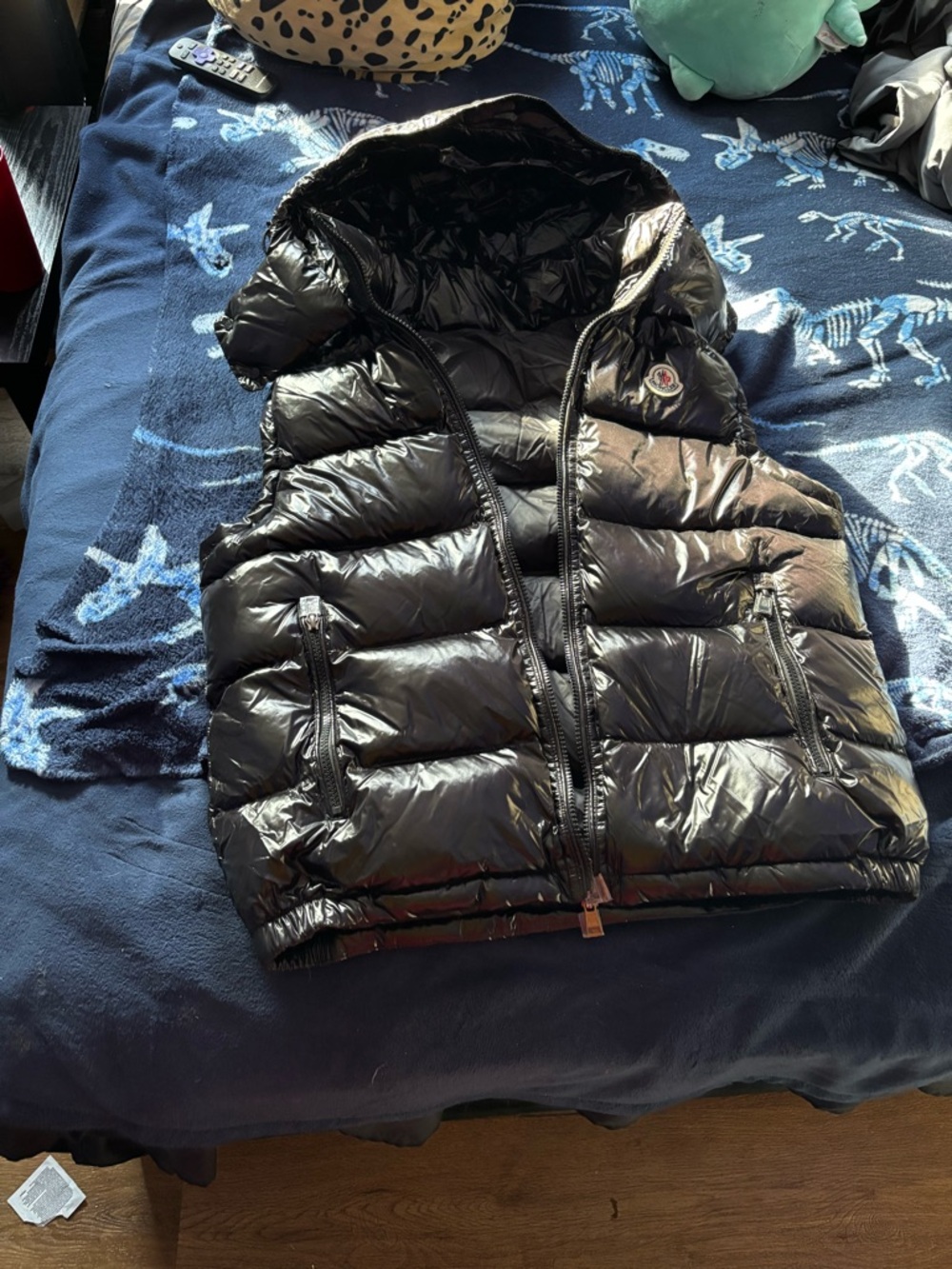 Moncler Glossy Black Quilted Hooded Down Vest